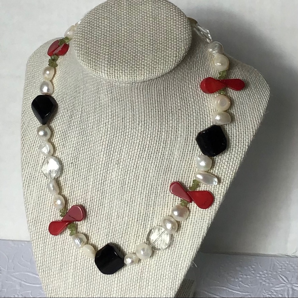 Freshwater Cultured Pearl & Stone Necklace